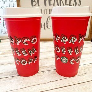Starbucks 2019 Merry Coffee Tumbler Lot of 2